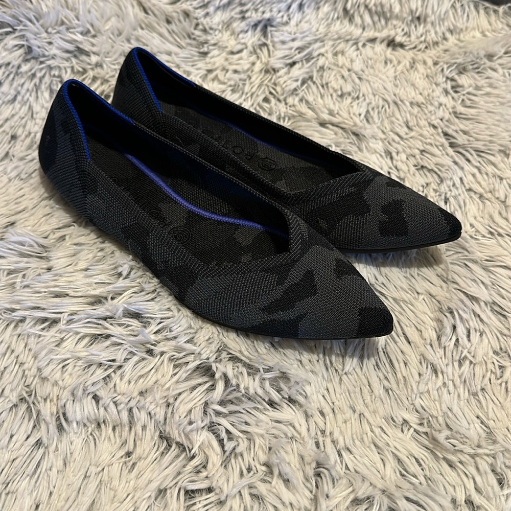 Rothy's Black and Dark Gray Pointed Toe Flats
